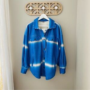 Free People Ruby Fleece Shacket Blue Sz XS